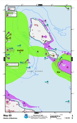 ESI Map of Mackinac Island and Lake Huron.