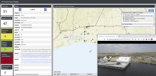 Map displaying the pollution targets from Hurricane Laura.