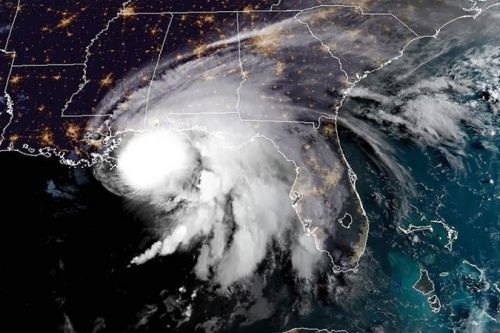 A satellite image of a hurricane.