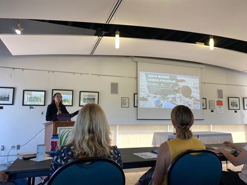 A speaker provides remarks to a classroom for the launch of the Marine Debris Leadership Academy in San Diego (Credit: NOAA).