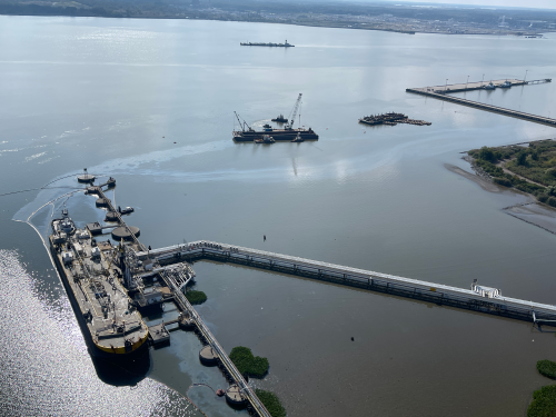 Overflight view of Buckeye Terminal, Port of Wilmington, Delaware.