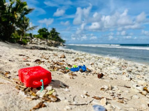 Marine debris on a beach.