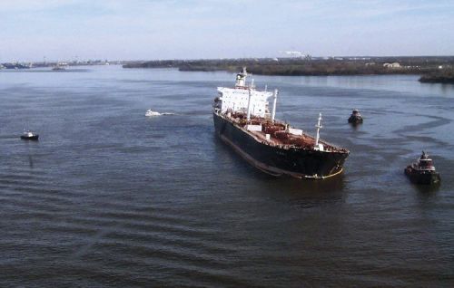 M/T Athos listing after running aground.