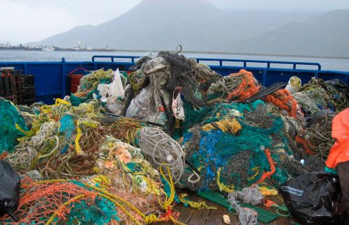 Derelict fishing nets collected in Alaska.