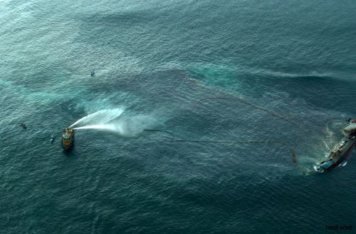 Response to a tug on fire in the Gulf of Mexico. Response to a tug on fire in the Gulf of Mexico.