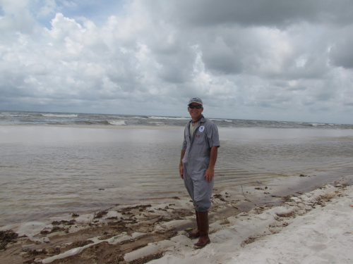 A person on a beach.