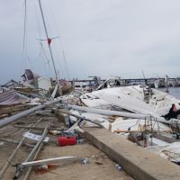 Hurricane debris on a dock.