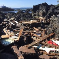 Debris from a grounded vessel in Southeast Alaska.