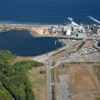 Aerial view of a wastesite on Puget Sound.