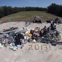 In 2013, a NOAA team collected 14 metric tons of marine debris from Midway Atoll