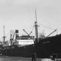 Historical photo of the Coast Trader at port in San Francisco.