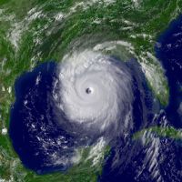 Hurricane Katrina before landfall as visible by satellite in the Gulf of Mexico 