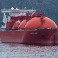 LNG tanker Arctic Lady near shore.