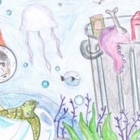 Artwork by Jaemyn L. (Grade 6, Pennsylvania), winner of the Annual NOAA Marine Debris Program Art Contest.