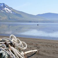Marine debris on a remote beach in Alaska.
