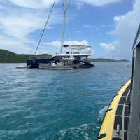 A vessel responding to a a hard aground sailing vessel in Puerto Rico waters.