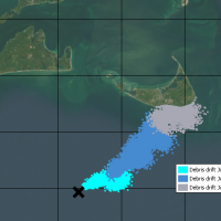 NOAA trajectory estimate for the movement of turbine blade parts that broke from a turbine on/about July 13, 2024 offshore of Martha’s Vineyard.