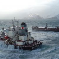 The M/V Selendang Ayu broke apart near Unalaska Island, AK.