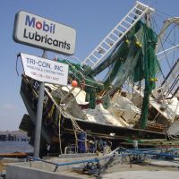 Displaced boat after Hurricane Katrina.