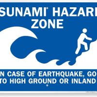 A Tsunami Hazard Zone sign.