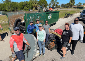 Team NOAA OR&R weighing in over 650 pounds of marine debris collected from a park in St Petersburg, FL (Credit: NOAA).