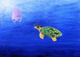Artwork by Clara G. (Grade 8, California), winner of the Annual NOAA Marine Debris Program Art Contest.