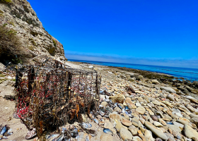 Derelict fishing gear found on the coast of Santa Rosa Island in the Channel Islands National Marine Sanctuary (Credit: NOAA). 