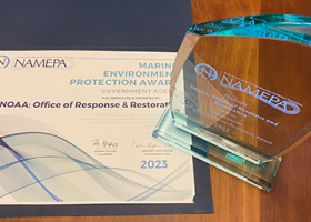 2023 NAMEPA Marine Environment Protection Award (Government Agency), awarded to NOAA’s Office of Response and Restoration. Image credit: NOAA.