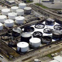 Damaged tank farm.