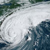 Satellite image of a hurricane.