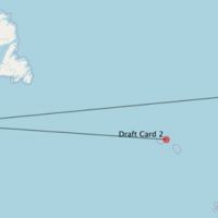 Map showing Atlantic Ocean where drift cards were found.