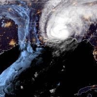 Satellite image of hurricane.