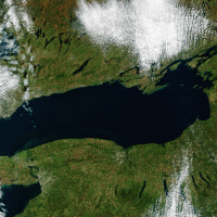 A satellite image of a lake.