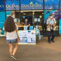 A marine debris booth at a convention.