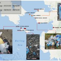 Map showing locations of new marine debris on the Alaska coast. 