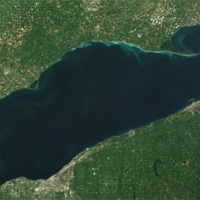 Satellite view of Lake Erie. 