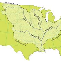 Map of the US highlighting the Mississippi River watershed.