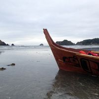 Canoe on a beach.