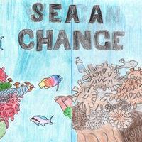 Artwork by Magdalene F. (Grade 8, Florida), winner of the Annual NOAA Marine Debris Program Art Contest.