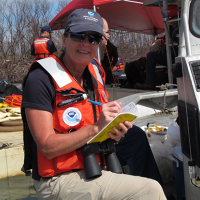 As NOAA SSC, Catherine Berg’s primary area of responsibility was Alaska, but like all SSCs, she served wherever needed around the country. In this photo, she is performing field work in Puerto Rico following Hurricane Maria. Image credit: NOAA.