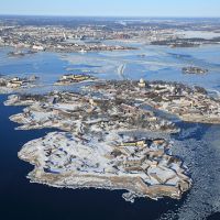 View of Suomenlinna Sea Fortress in the winter.