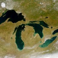A view of the Great Lakes from SeaWiFS satellite. Image credit: NASA.
