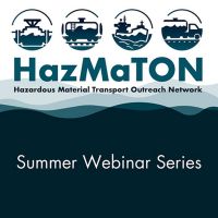 Graphic promoting Hazardous Materials Transport Outreach Network (HazMaTON) Summer Webinar Series hosted by the National Sea Grant Program.