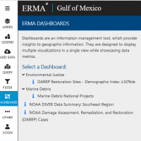 A screenshot of the ERMA dashboard menu selection. 