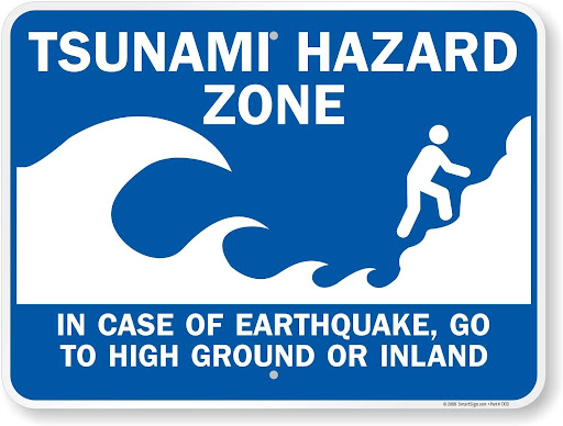 A Tsunami Hazard Zone sign.